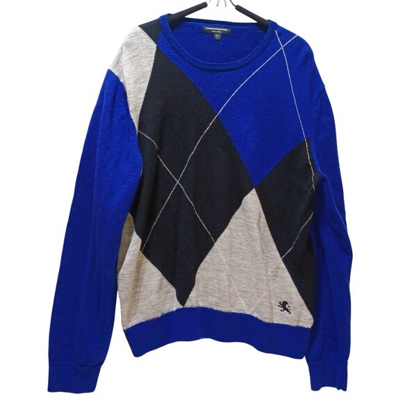 Express Design Studio Merino Wool Argyle Sweater Mens XL Preppy Academia - Picture 1 of 8